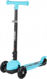 Самокат VELOBIBI 3-колесный Lucky (52*11,5*56-75см кол. 110/76мм PU со свет., склад.ручка) голубой СМК-2117 ПП-00218769