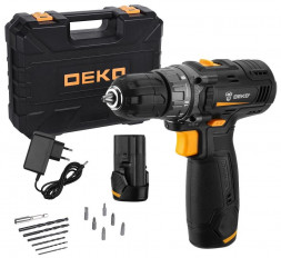 Дрель-шуруповерт DEKO GCD12DU3 SET 4 в кейсе + оснастка 13 шт, 2*2 А·ч 063-4140
