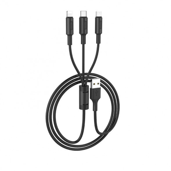 Дата кабель HOCO (6957531080169) X25 &quot;3 в 1&quot; USB - Type-C / 8Pin / MicroUSB (m) 1.0m - черный