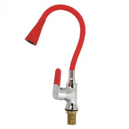 Смеситель для кухни МАК 4111 Смеситель кухонный боковой шаровый с гибким изливом КРАСНОГО цвета с ДВУХРЕЖИМНЫМ аэратором