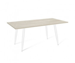 Стол SHEFFILTON SHT-TU14/120/80 ЛДСП белый муар/дуб выбеленный металл/ЛДСП (201423)