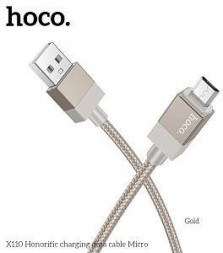 Кабель HOCO (6942007646796) X110m для micro USB , 1 м, Gold