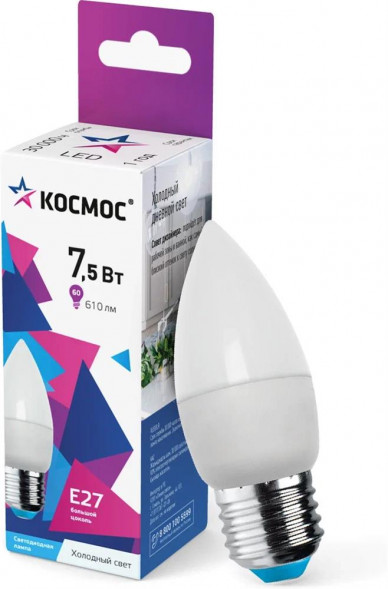 Лампа светодиодная КОСМОС LKECLED7.5WCNE2765