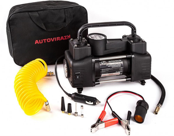 AUTOVIRAZH (AV-010999) Компрессор двухцилиндровый 95 л/мин с цифровым манометром