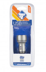 Автозарядка NOVA BRIGHT для моб.устройств, 2 USB-порта, 2100мА + цифровой LED вольтметр, 12/24В 46898