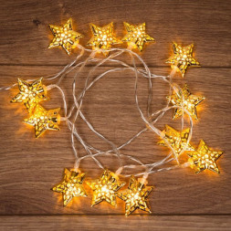 Гирлянда NEON-NIGHT (303-070) ГИРЛЯНДА НА СОЛНЕЧНОЙ БАТАРЕЕ &quot;ЗВЕЗДЫ&quot; 12 LED ТЕПЛЫЙ БЕЛЫЙ 1,2 М