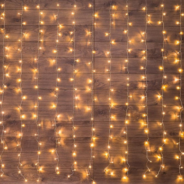 Ночник NEON-NIGHT (235-092) Дождь 3х2 м, прозрачный ПВХ, 240 LED, теплый белый, IP20, с контроллером, не соединяется