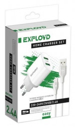 Сетевое ЗУ EXPLOYD EX-Z-1435 СЗУ Type-C 2.4A 2хUSB белый