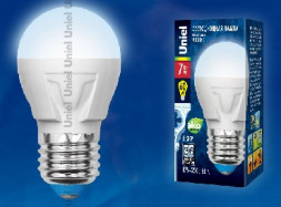 Лампа светодиодная UNIEL (UL-00002418) LED-G45 7W/NW/E27 шар Белый свет 4000K