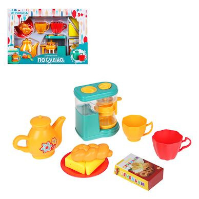 Игрушка ИГРОЛЕНД 294-129 Игровой набор Посудка, пластик, 9-11 пр., 35х24х7 см, 4 дизайна