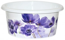 Таз VIOLET Таз 10л с декором &quot;Синие маки&quot; с крышкой 710130