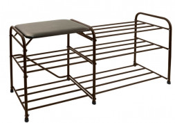Обувница ИСТОК Подставка для обуви 3 полки 110 с сиденьем "Дубль" арт.ПОС93 цв.Медный антик