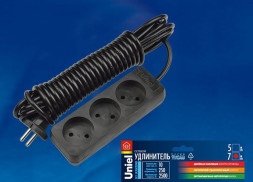 Удлинители серии Standard без заземления UNIEL (UL-00003604) S-CD3-3 BLACK