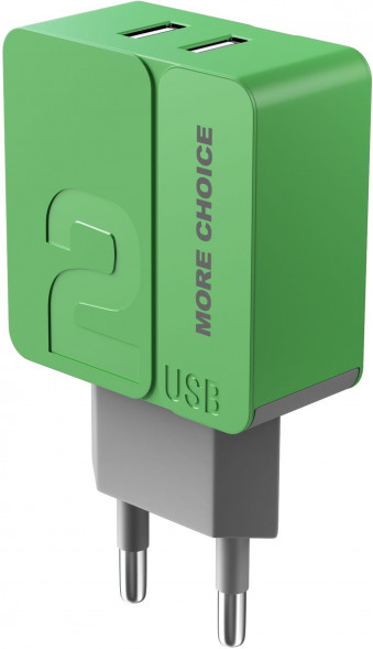 СЗУ MORE CHOICE (4627151191904) NC46i СЗУ 2USB 2.4A для Apple 8-pin - 1м Green