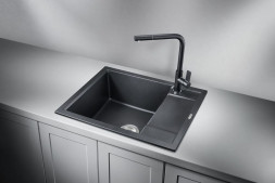 Мойка кухонная GRANULA GR-6002 ШВАРЦ (чёрный металлик) кварц