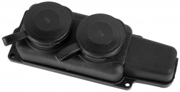 Колодка штепсельная VOLSTEN (14435) Sb1-M2Z Black, колодка штепсельная IP44 2 мест Черная с землей