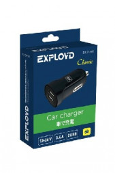 Автомобильное ЗУ EXPLOYD EX-Z-578 Автомобильное ЗУ 2.4А+1А 2хUSB Classic черный