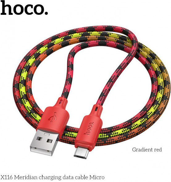 Кабель HOCO (6942007650816) X116m USB 2.4A для micro USB - 1 м , Gradient Red