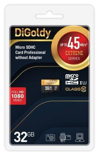 Карта памяти DIGOLDY 32GB microSDHC Class 10 UHS-1 Extreme [DG032GCSDHC10UHS-1-ElU1 w]