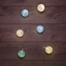 Ночник NEON-NIGHT (303-089) Тайские фонарики Пудра 1,5 м, прозрачный ПВХ, 10 LED, теплый белый, питание 2 х АА