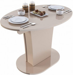 Стол-трансформер BONMEBEL Bergamo Стол-трансформер-5 (овальный) эмаль бежевый глянец (2 пак.)