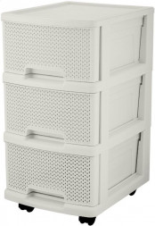Комод KEEPLEX KL379322048 Ajur с ящиками на колесиках трехсекционный компакт 37х30х52см белое облако