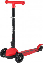 Самокат VELOBIBI 3-колесный Lucky (52*11,5*56-75см кол. 110/76мм PU со свет., склад.ручка) красный СМК-2116 ПП-00218768