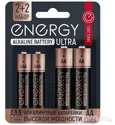 Батарейка алкалиновая ENERGY Ultra LR6+LR03/4B (АА+ААА) 104981