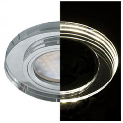 СВЕТИЛЬНИКИ ВСТРАИВАЕМЫЕ ECOLA SC1650EFF MR16 LD1650 GU5.3 GLASS Стекло с подсветкой Круг Хром / Хром 25X95 (кD74)