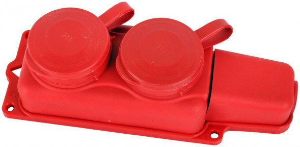 Колодка штепсельная VOLSTEN (14438) Sb1-M2Z Red, колодка штепсельная IP44 2 мест Красная с землей