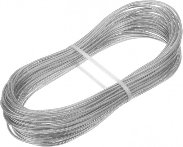 Трос СИБРТЕХ Трос металлополимерный прозрачный ПР-2.5, толщина 2.5 мм, моток 20 метров 47627