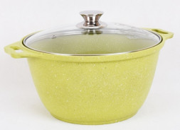 Кастрюля KUKMARA к61tsl а/пр литая 6,0л стекл/кр Trendy style lime