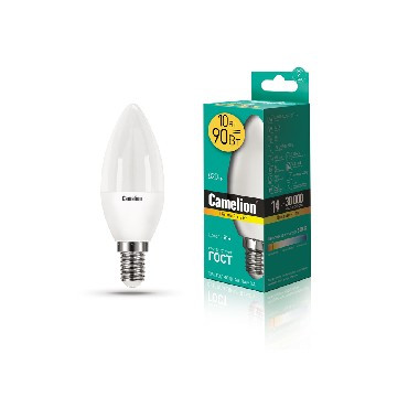 Лампа светодиодная CAMELION (13559) LED10-C35/830/E14/10Вт