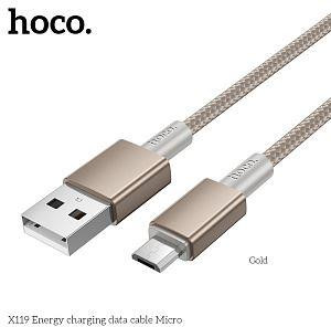 Кабель HOCO (6942007656016) X119m для micro USB , 1 м, Gold