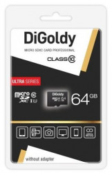 Карта памяти DIGOLDY 64GB microSDXC Class10 UHS-1 [DG064GCSDXC10 UHS-1-AD w]