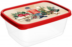 Емкость для сыпучих продуктов HOMVER Контейнер для продуктов прямоугольный 0,5л с декором &quot;Игрушки&quot; (красный) 223137406/03